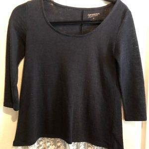 Black knit shirt with lace bottom